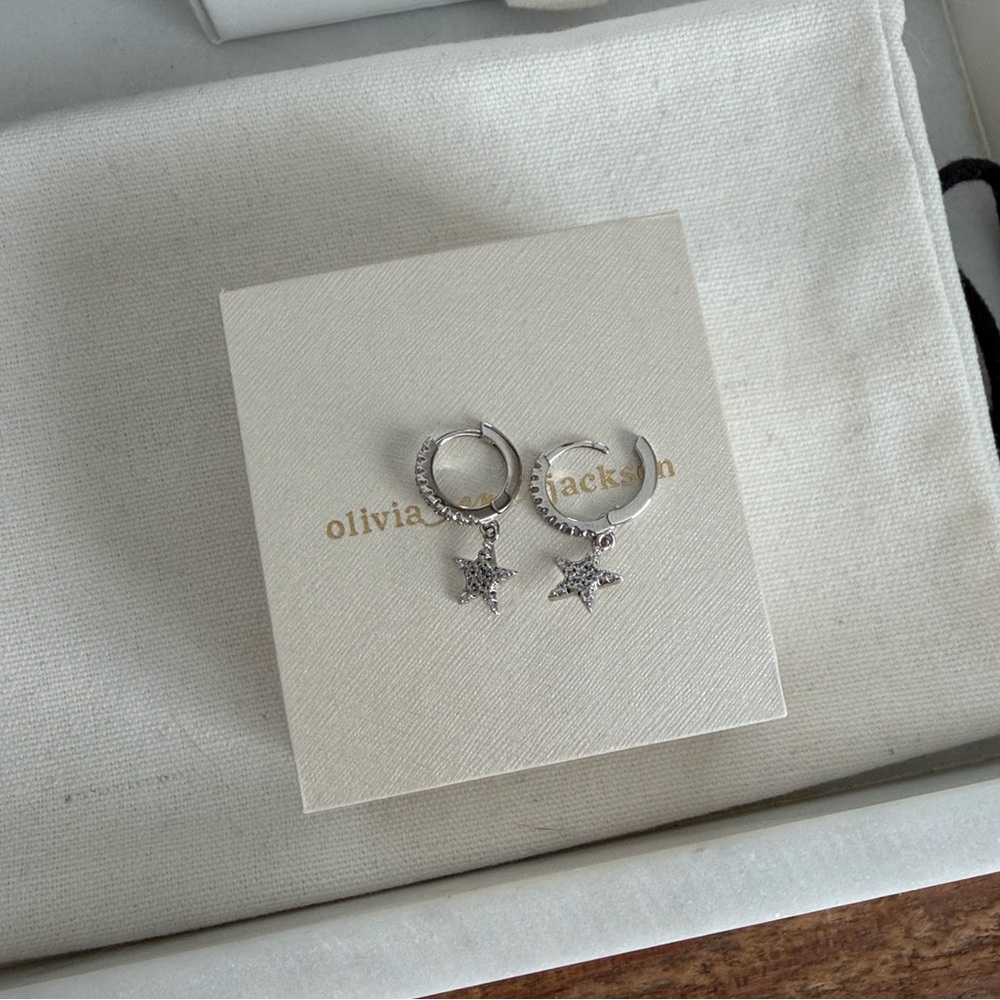 Sterling Silver Star Huggie Hoops - Picture 5 of 5